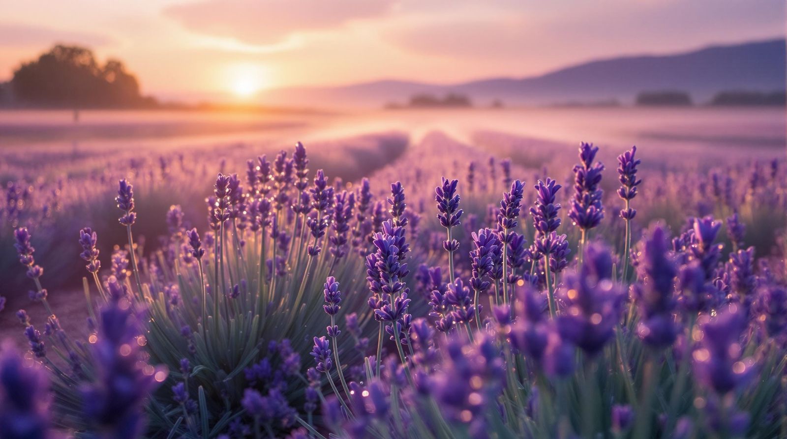 Lavender Fields at Dawn: Hyperrealistic Nature Photography