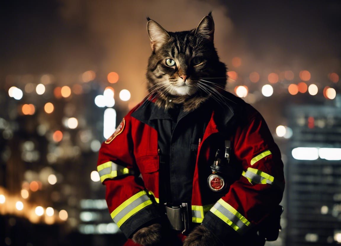 Cat Firefighter Rescues People from Burning Building
