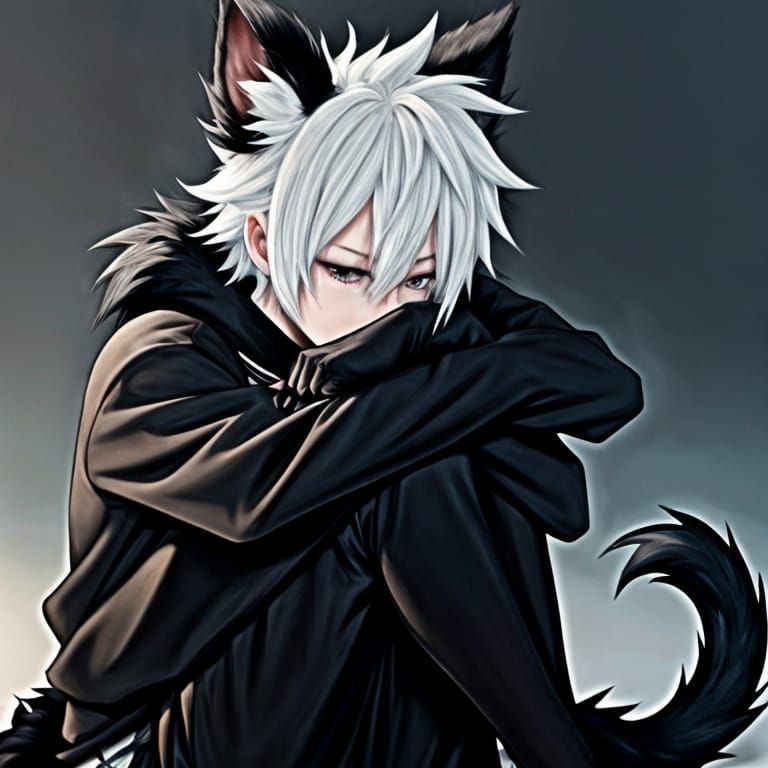 Anime Furry Boy with Black Ears Depressed