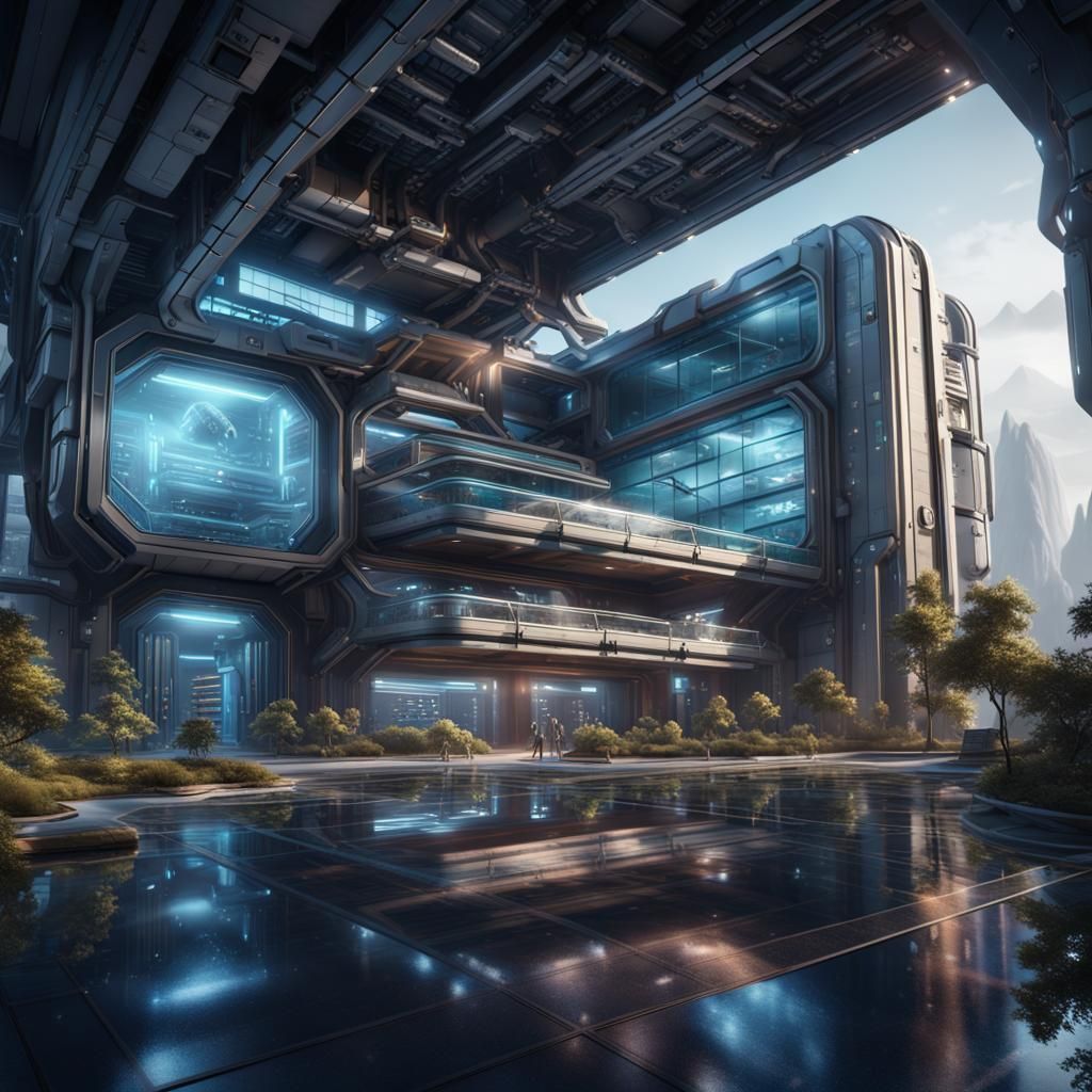 Modern High Tech Research Facility: Matte Painting
