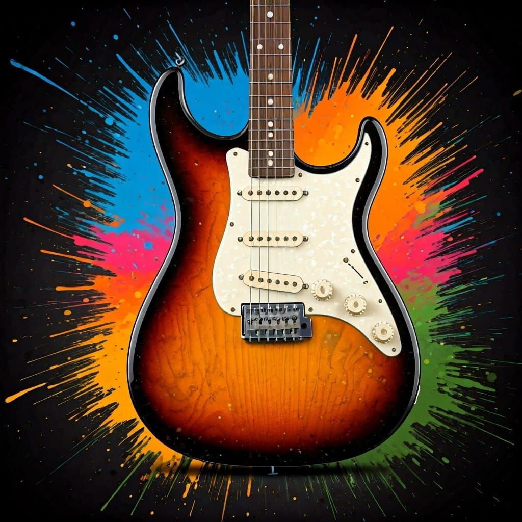Electric Guitar in Vibrant Street Art Style