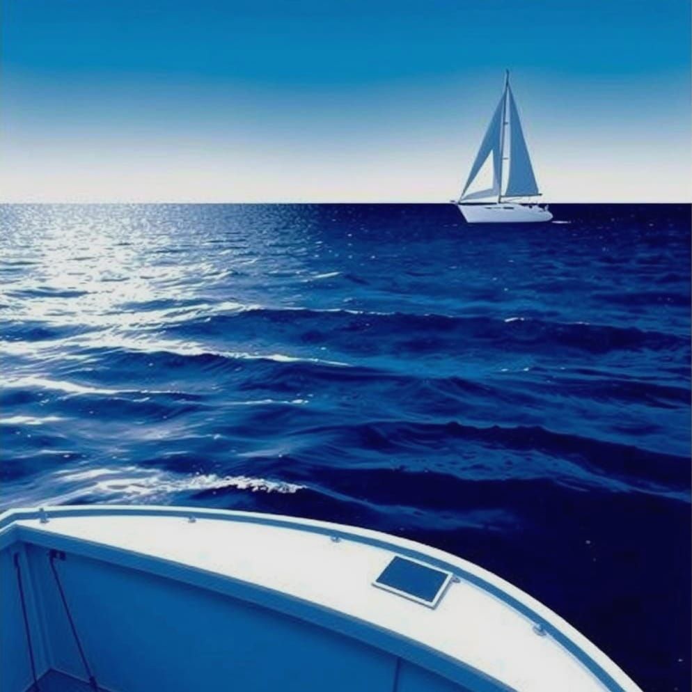 Calm Blue Mediterranean Sea Horizon at Noon