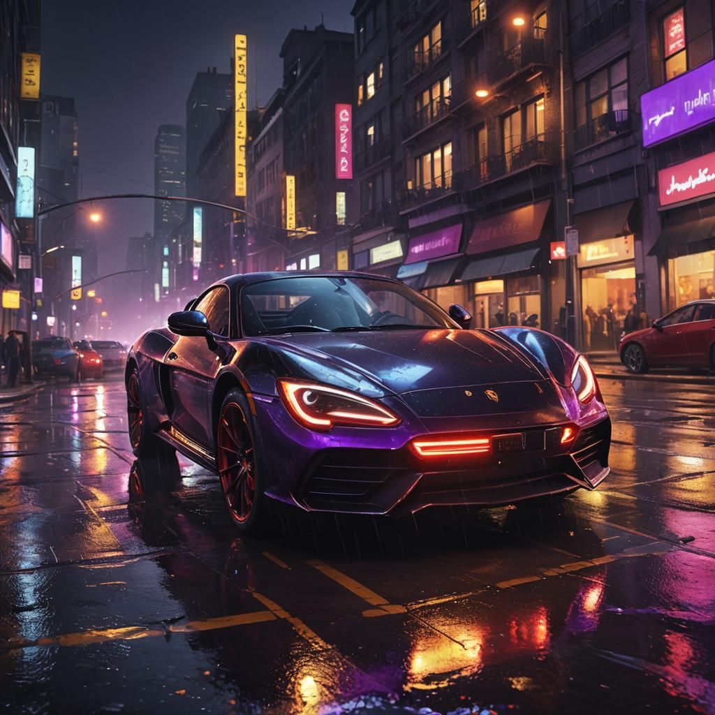 Spider Drives Sports Car: Dark Fantasy Concept Art