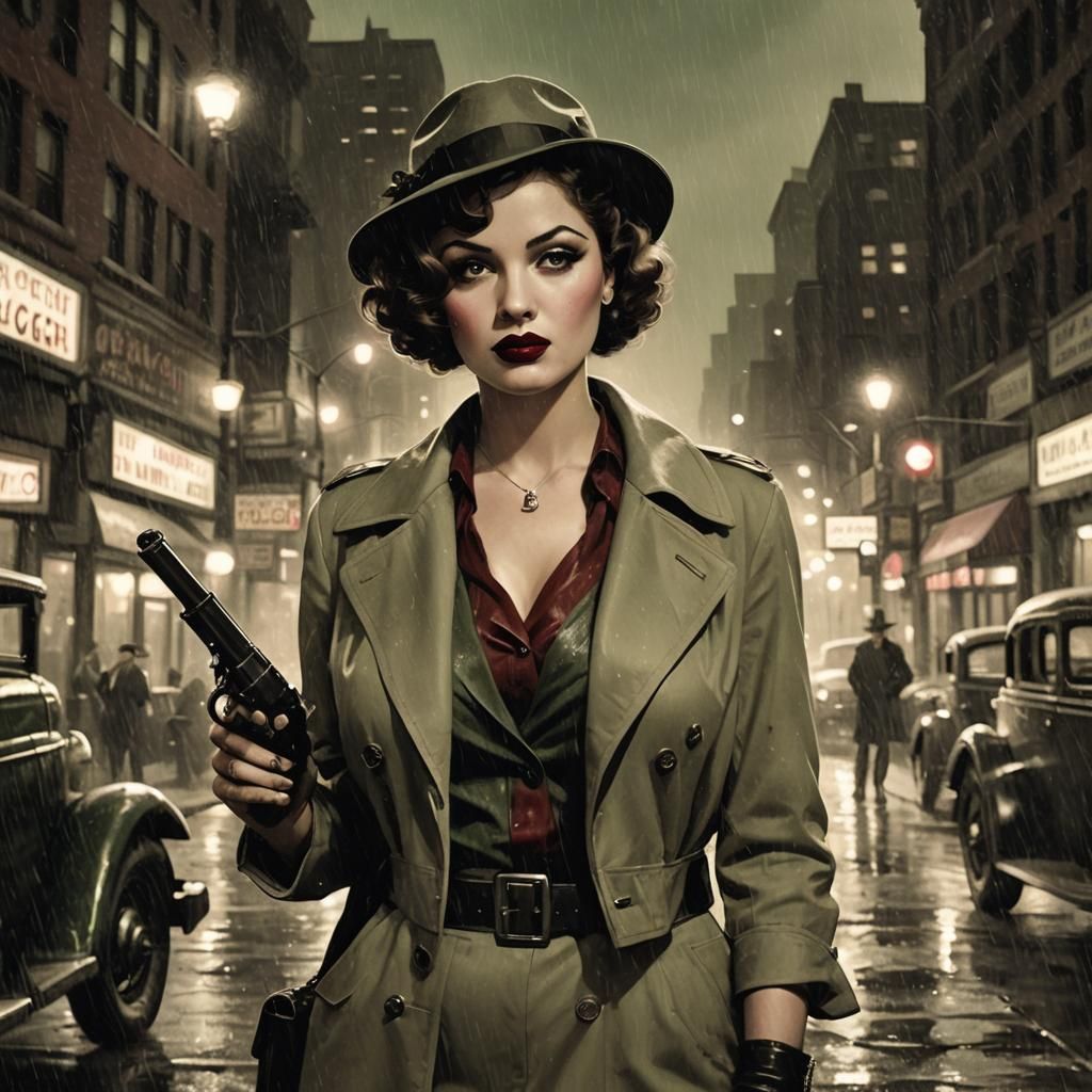 Female Gangster in 1920s Chicago Pulp Art