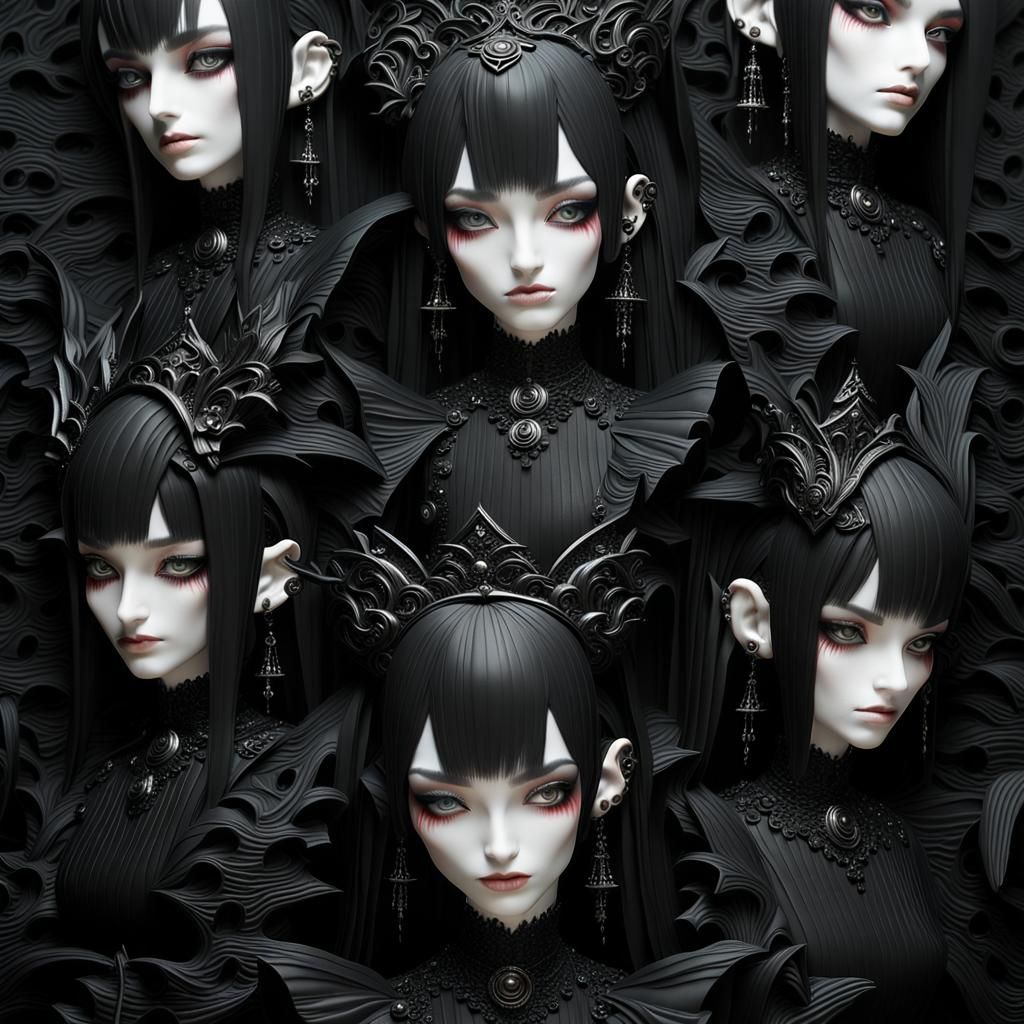 Gothic Anime Portrait of Young Woman in 3D