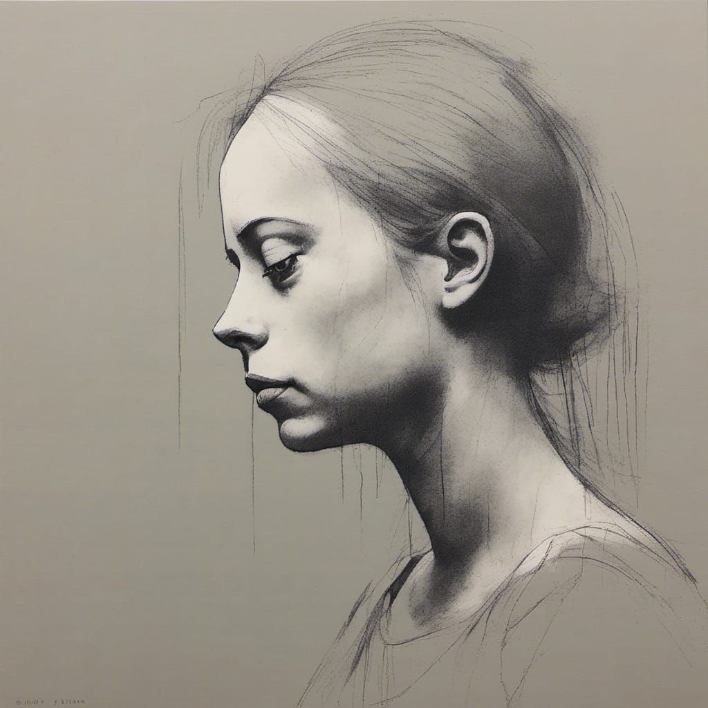 Minimalist Chalk Drawing of Girl Reading