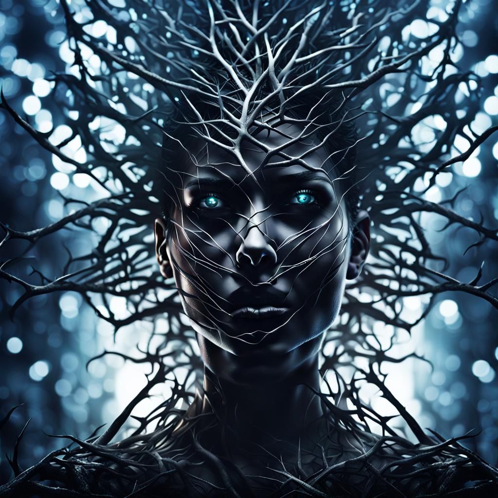 Abstract Thorn Woman in Dark Giger Style