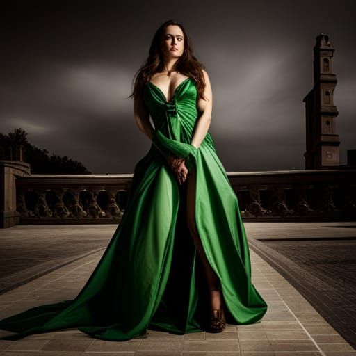 Talia al Ghul in Green Silk Dress