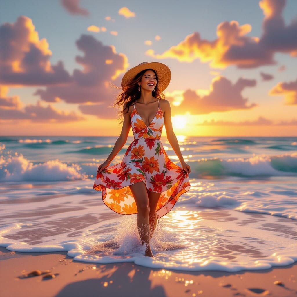 she had a Fun day at the beach