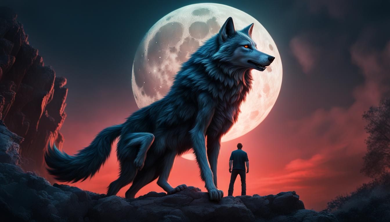 Detailed Matte Painting of a Werewolf Transformation