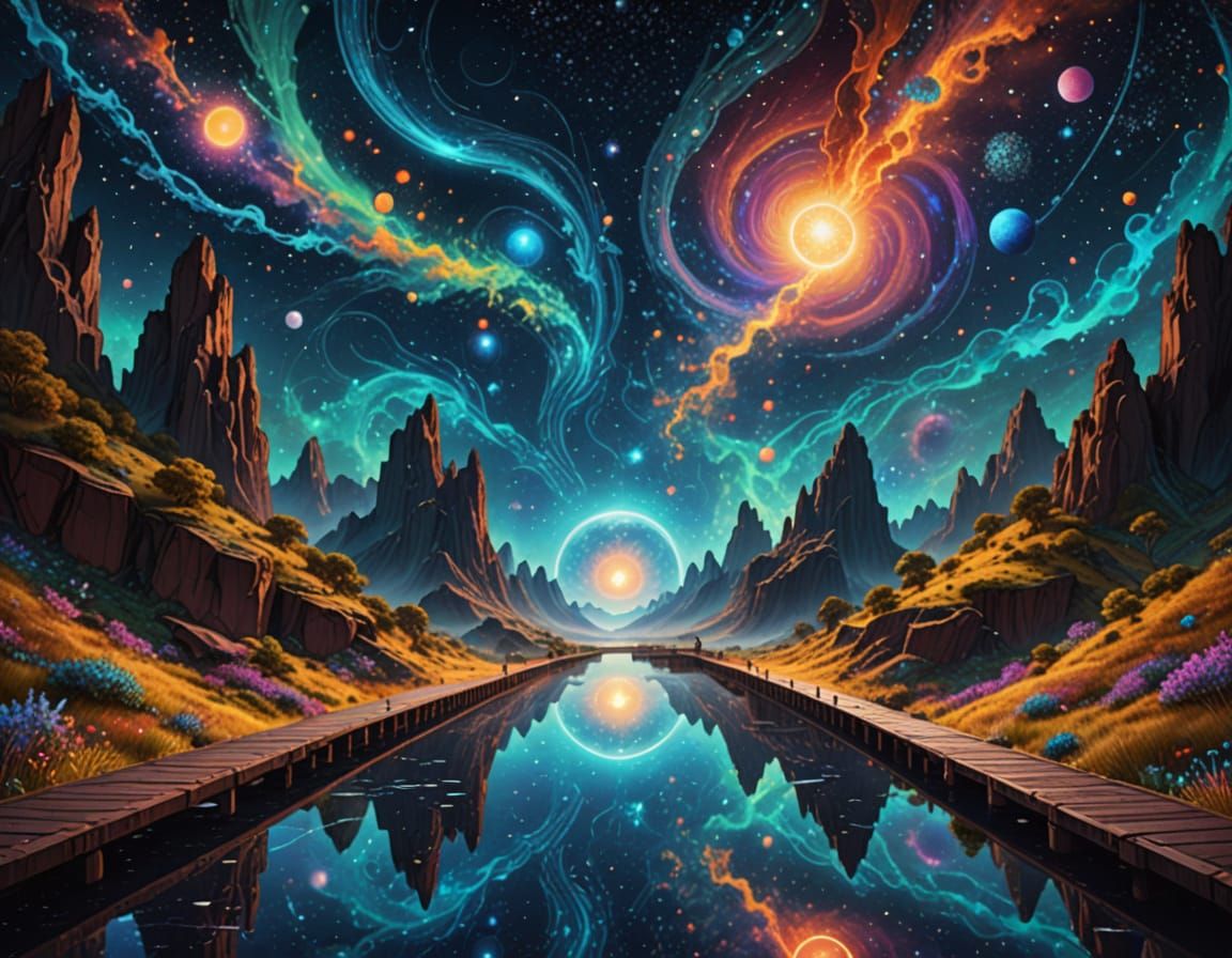 Cosmic Bridge in Ethereal Vistas