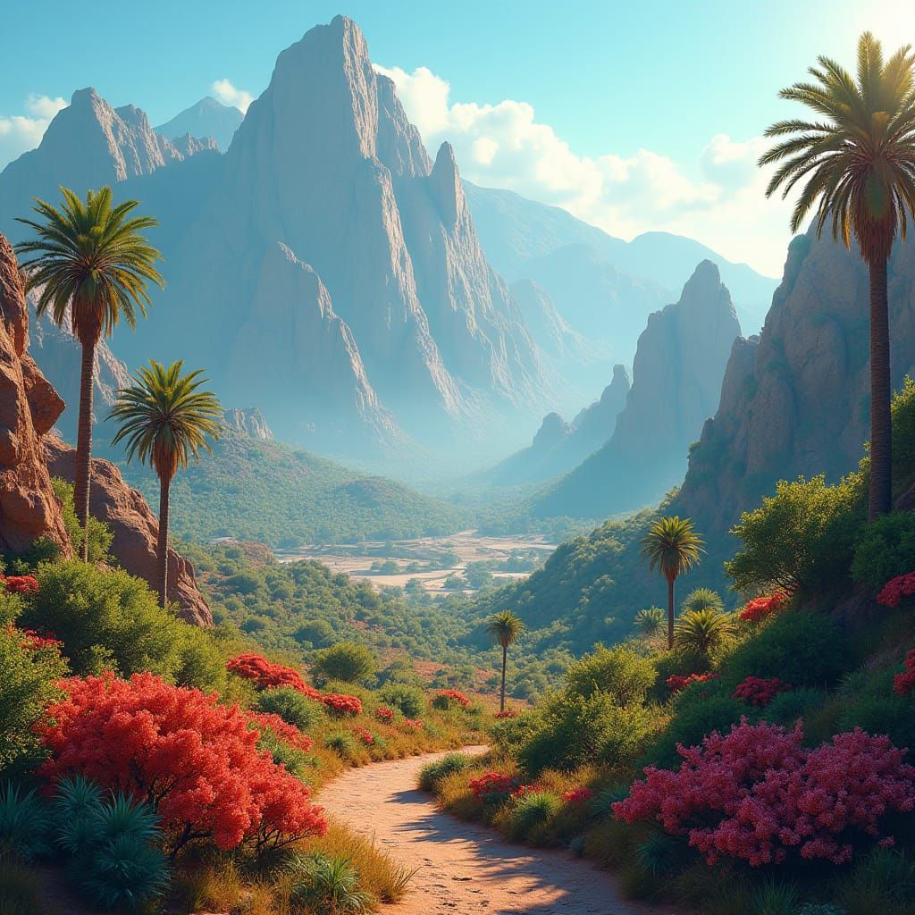 Lush North African Landscape in Matte Painting Style