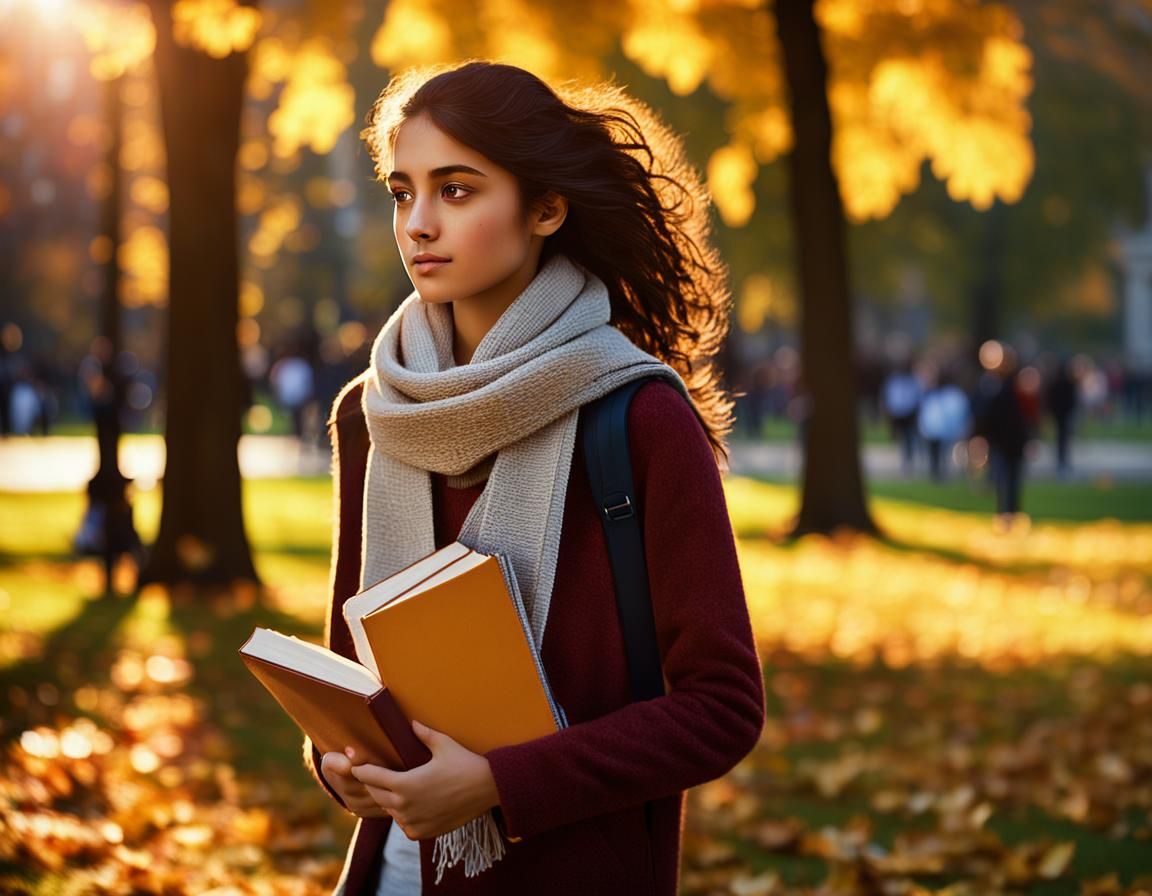 Azeri Girl in Boston Common Autumn Portrait