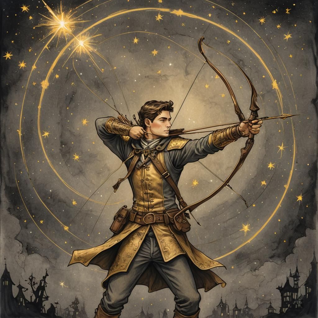 Steampunk Archer Under a Starry Night Sky