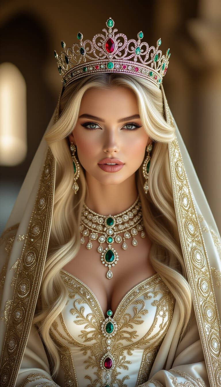 Majestic Blonde Princess in Royal Abaya