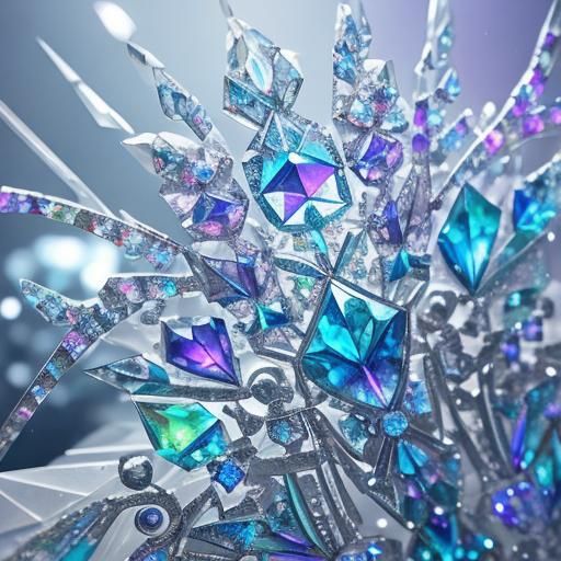 Ethereal Sugar Crystals Reflecting Moonlight in Art Deco Sty...