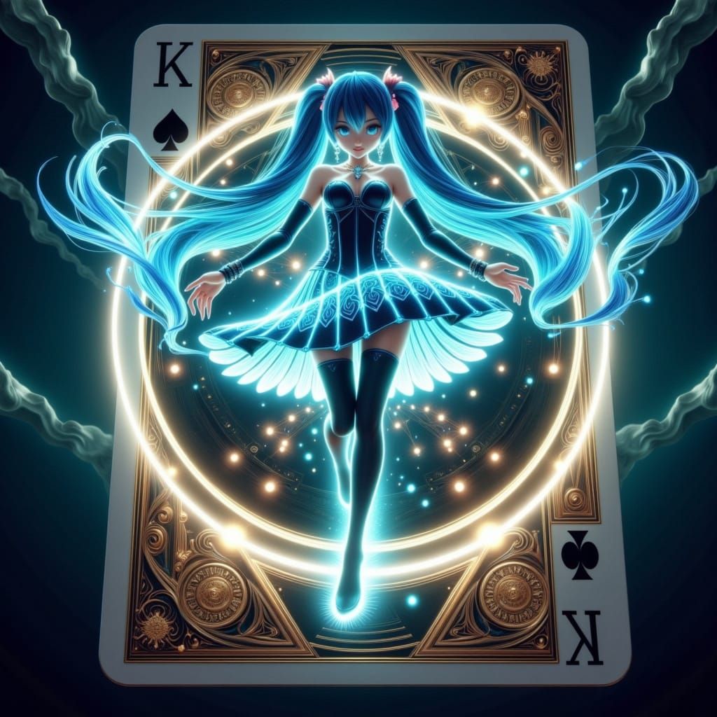 Miku's Dreamy Portal Emergence in Ethereal Style