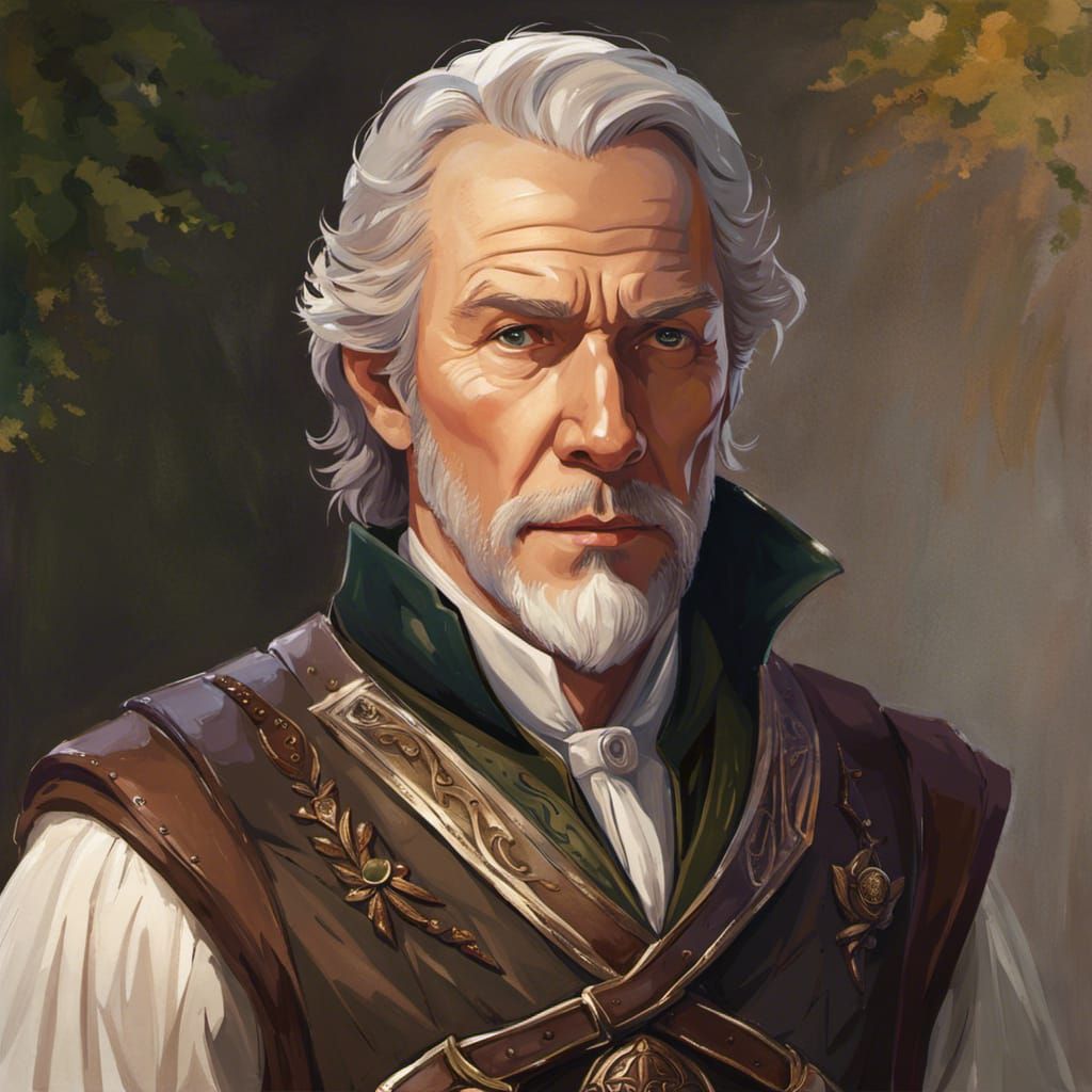 Elvish Nobleman Portrait in Watercolor Style