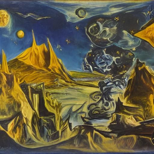 Sci-Fi Landscape: El Greco and Braque Inspired