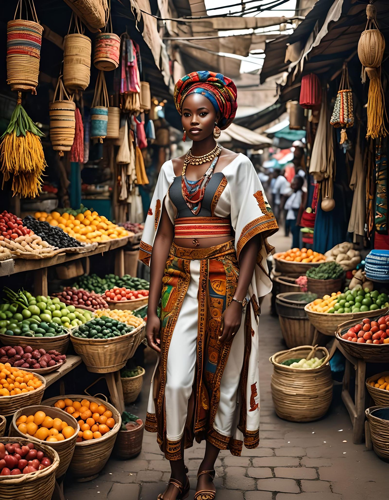 Beautiful Africana Woman in Traditional Market Outfit