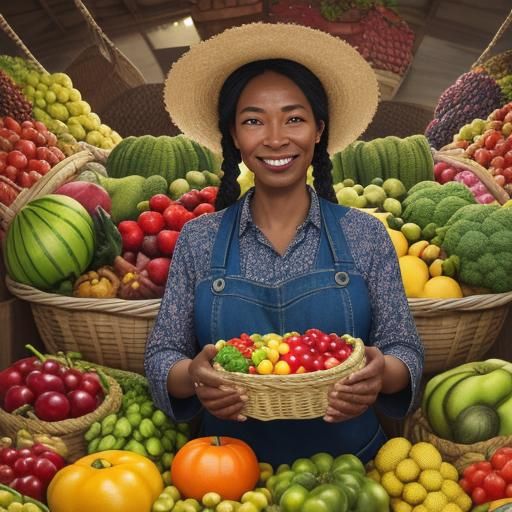 Farmer with Fruits and Vegetables in Splash Art