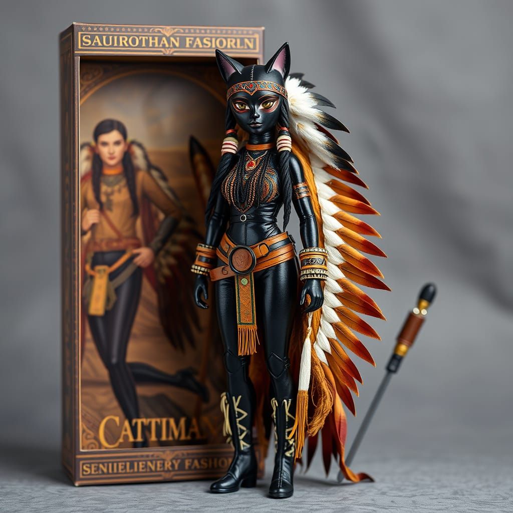 Vintage-Inspired Fashion Doll in Native American Attire, Ult...