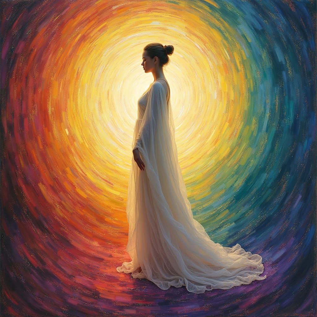 Surreal Goddess Within Radiant Rainbow Torus