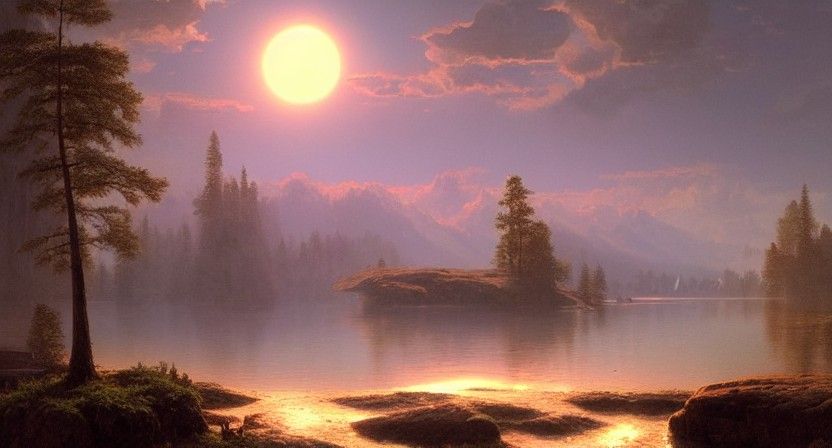 Hyperrealistic Sunrise Landscape Painting