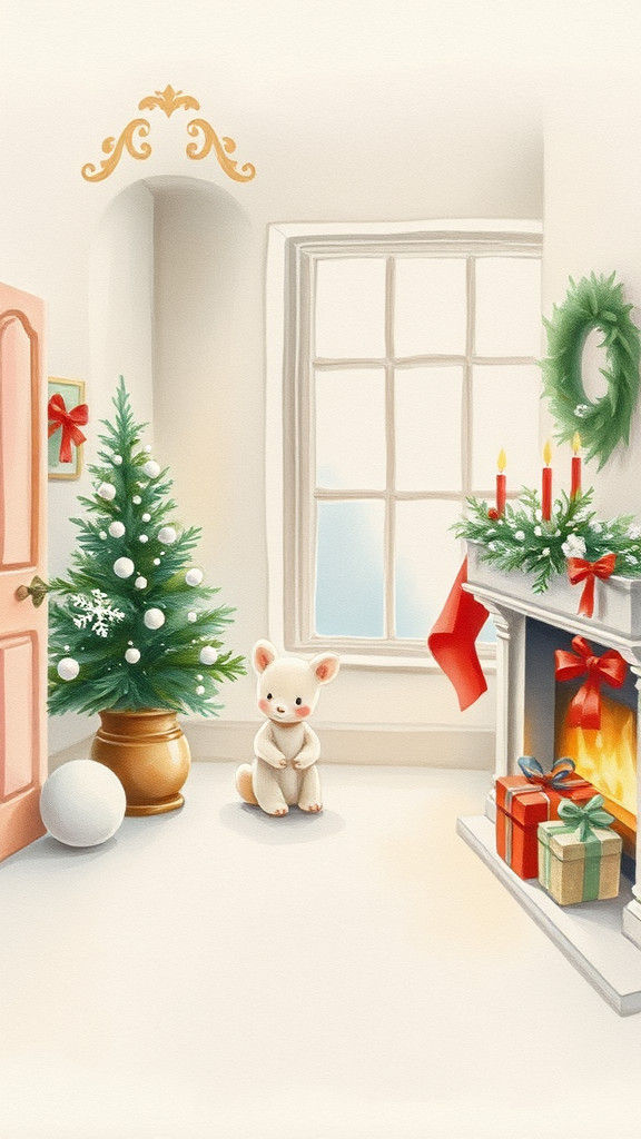 Dreamy Watercolour Christmas Scene in Soft Hues
