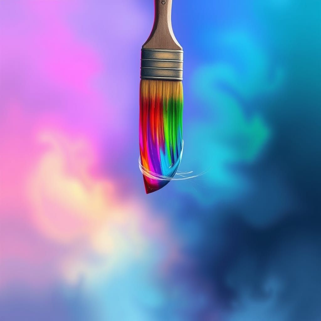 Magical Paintbrush Creates Real Rainbow in Surreal Digital A...