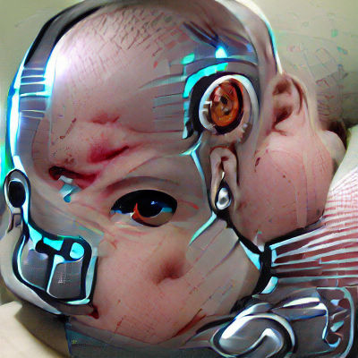 Futuristic Cyborg Baby: AI Generated Image
