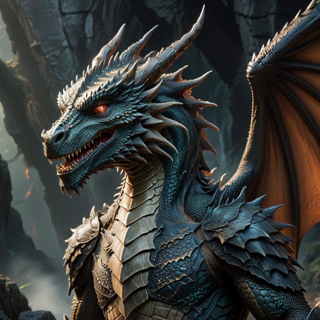 Majestic Dragon in Digital Art Style