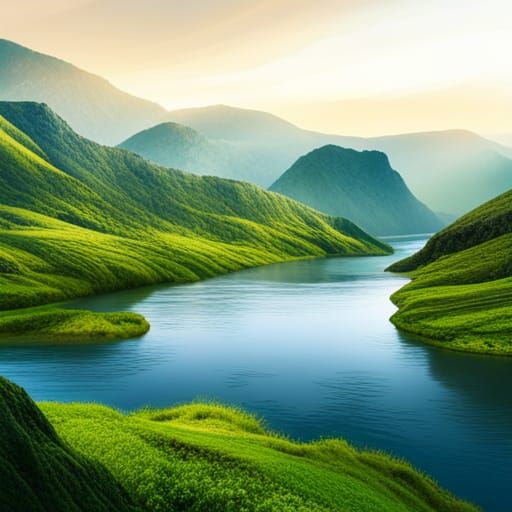 Lush Mountain Landscape with River