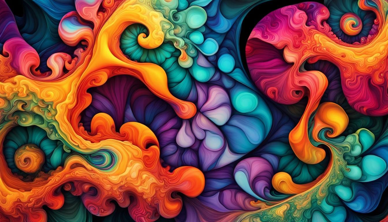 Mesmerizing Rainbow Fractal Wave in Abstract Style