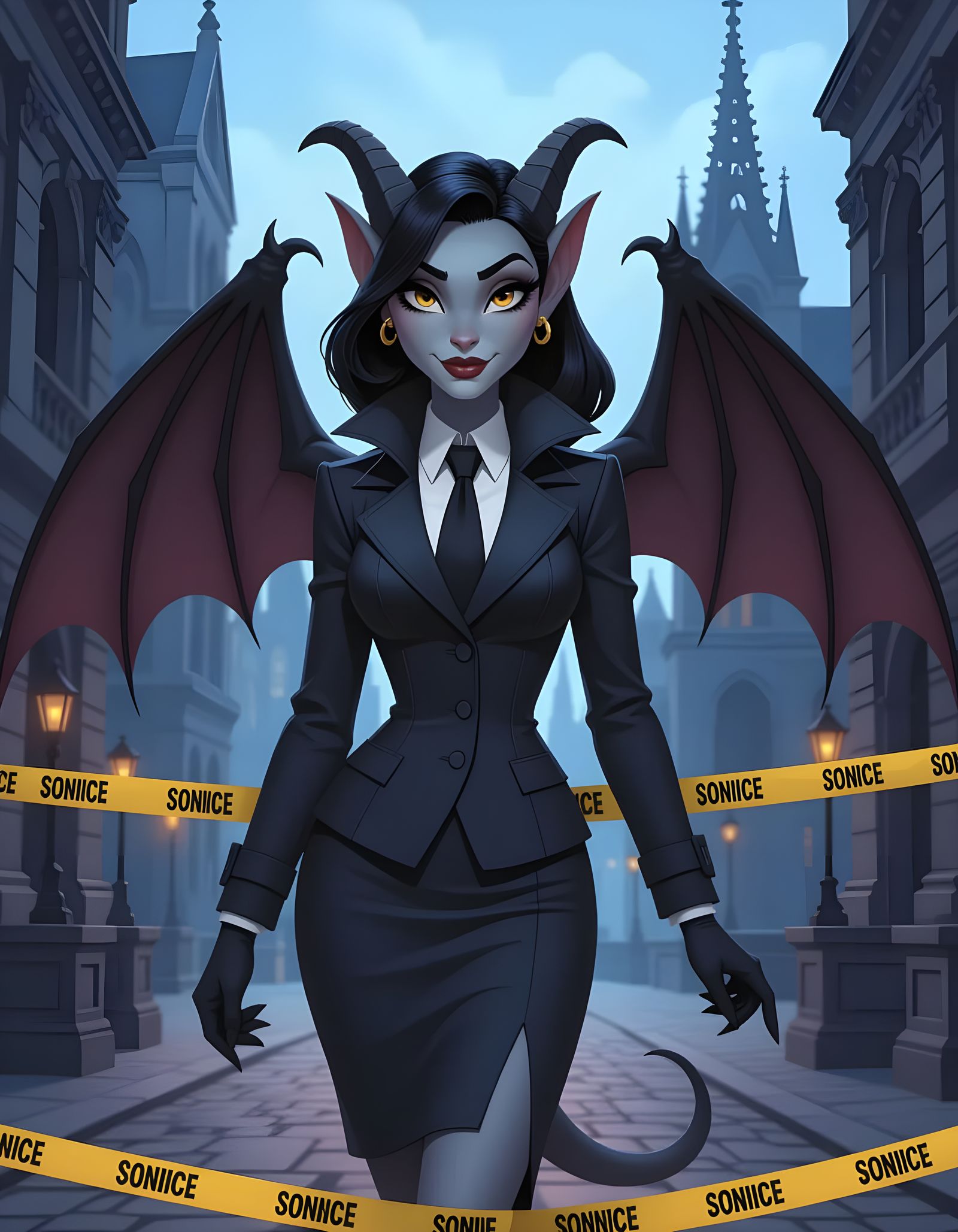 Gargoyle Detective in Dark Noir Disney Style