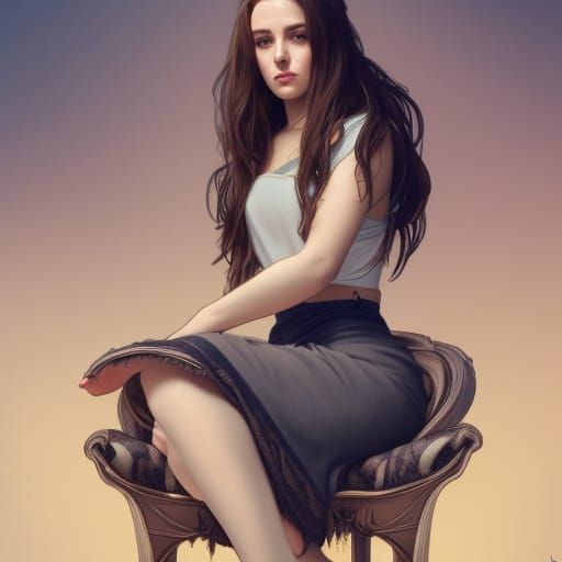 Beautiful Brunette Portrait in Hyperdetailed Style