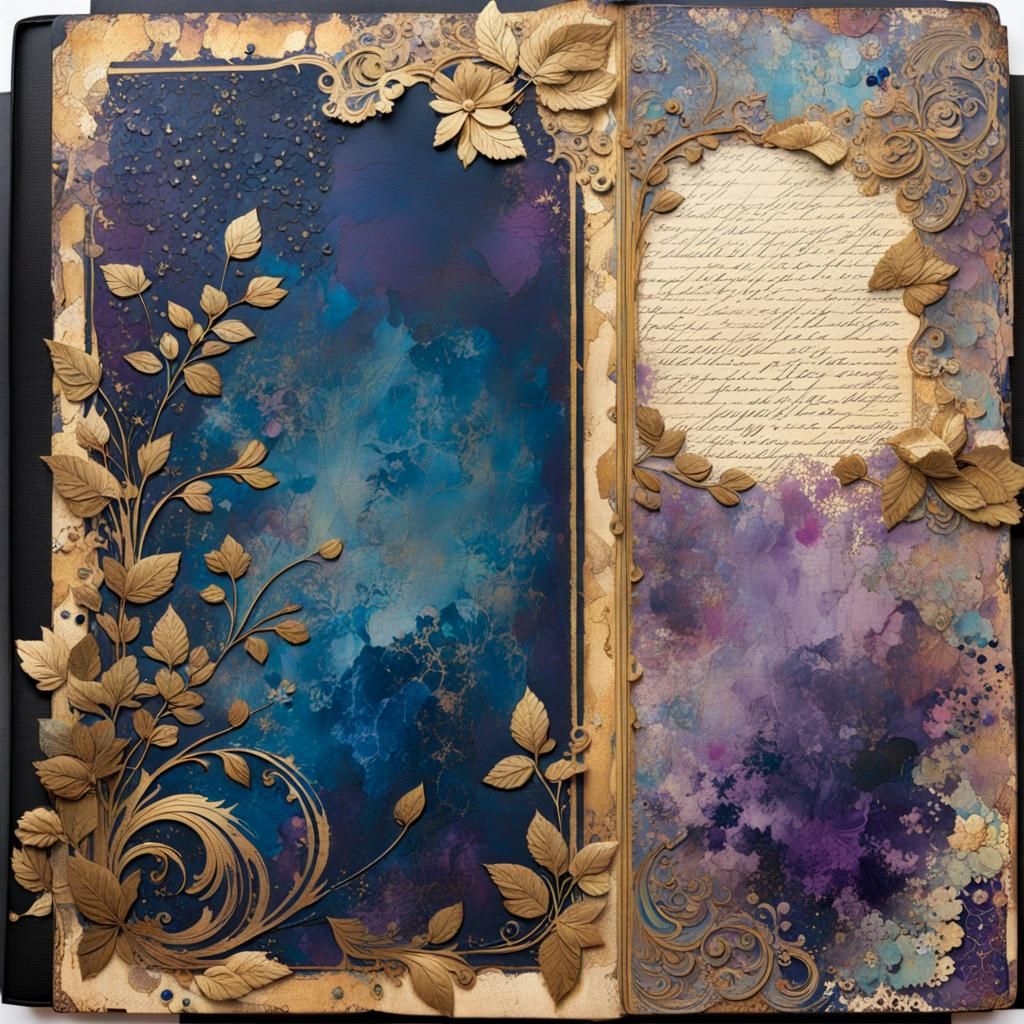 Vintage Journal Page with Gold Flora and Textures