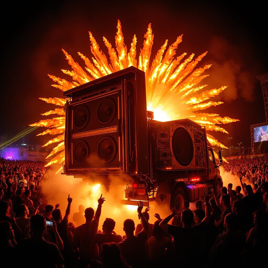 Beast Truck of Music Roars with Fiery Lights