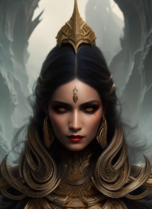 Egyptian Snake Goddess Illustration in Dark Fantasy Style