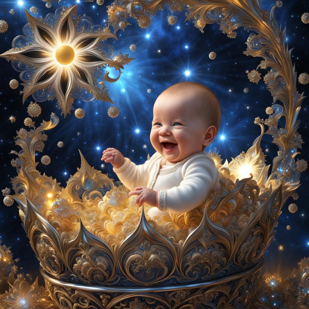 Laughing Baby in Crib: Fractal Art