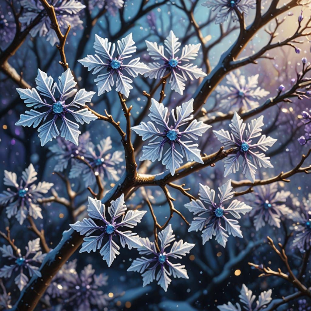 Vibrant Fantasy Blossom Tree in Oil Painting Style