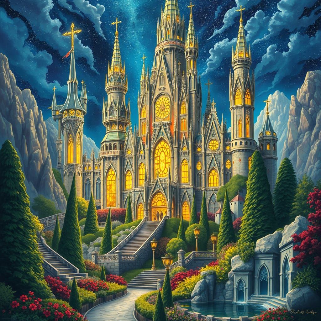 Crystal Castle Kingdom with Shimmering Spires