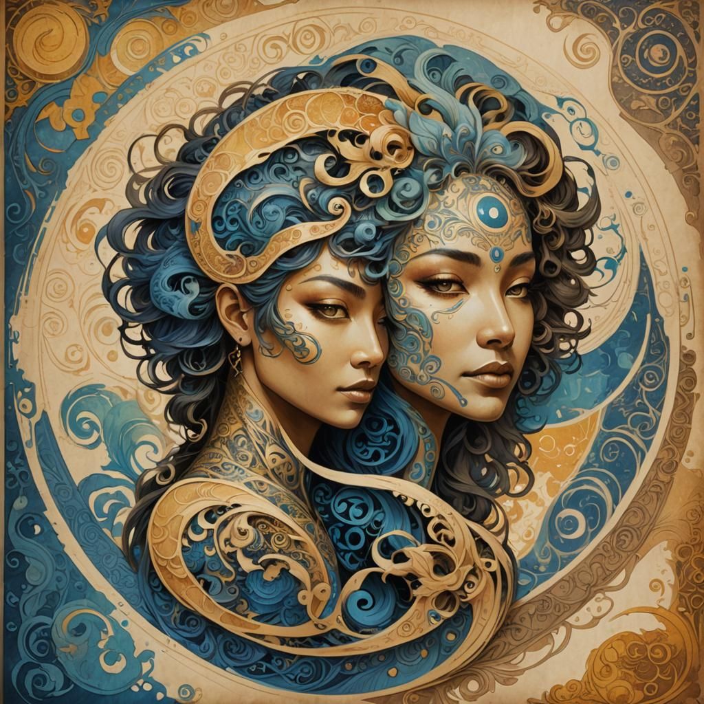 Fantasy Creature Portrait with Yin Yang Swirl