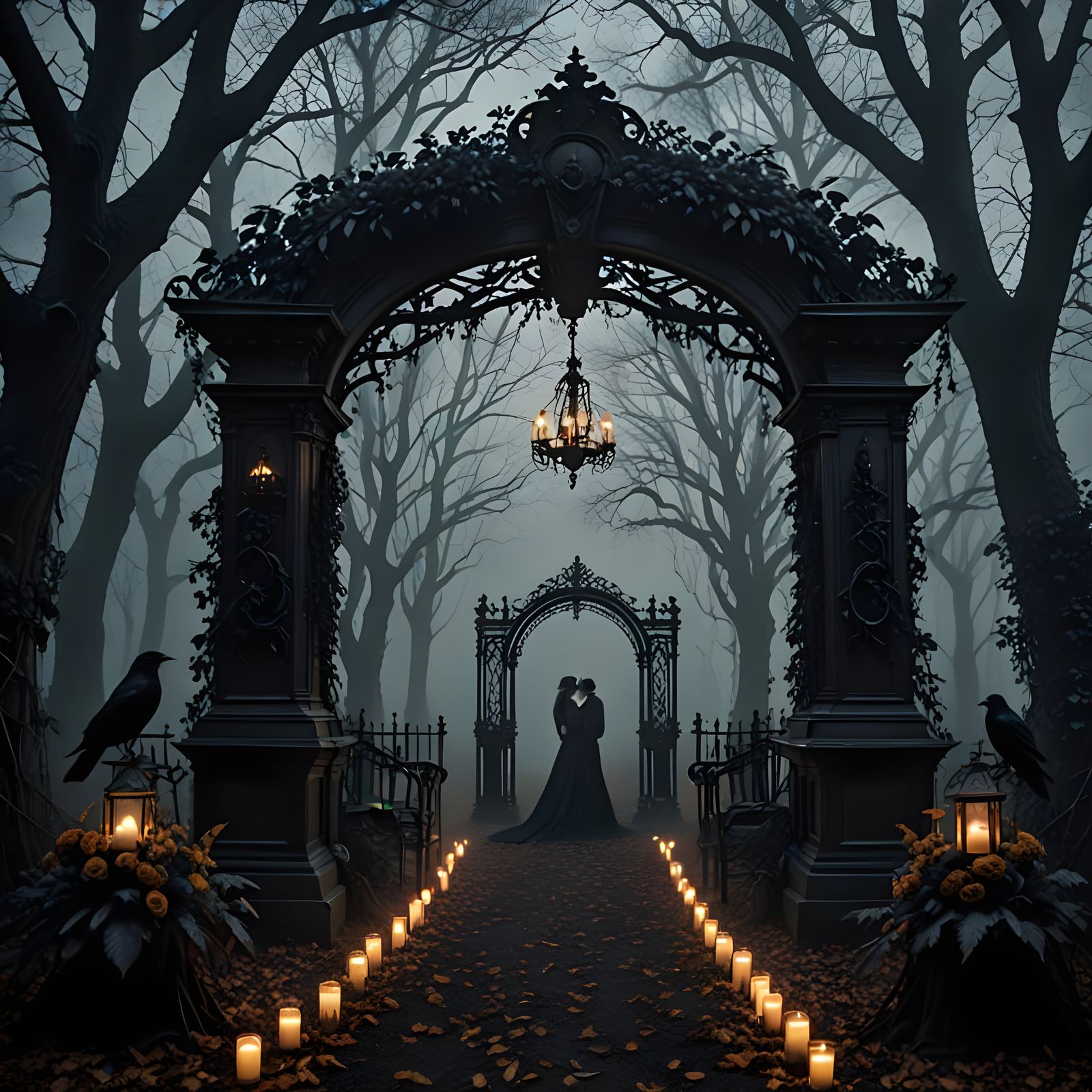 Haunted Victorian Wedding Venue in Misty Forest