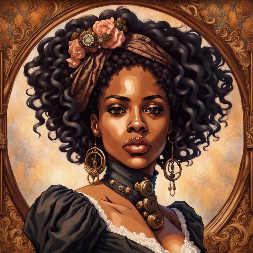 Steampunk Victorian Woman in Neo-Impressionist Style