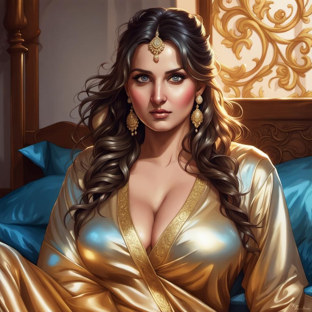 Curvy Indian Woman Portrait in Hyperdetailed Style