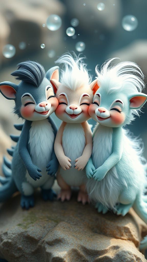 Mystical Aquamarine Friends in Whimsical Harmony