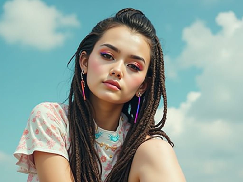 Ethereal Goddess in Cyberpunk Attire