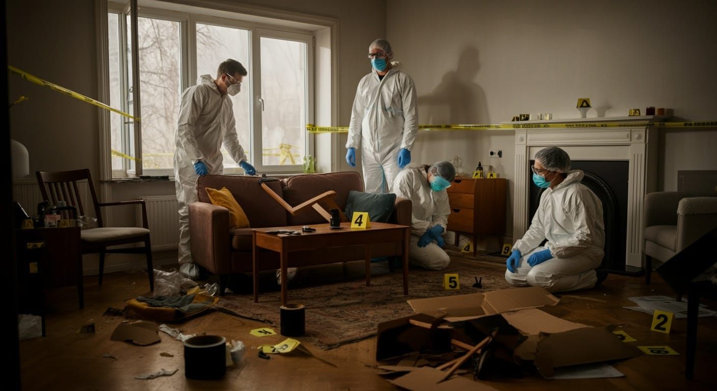 Crime Scene Investigation in a Staged Living Room