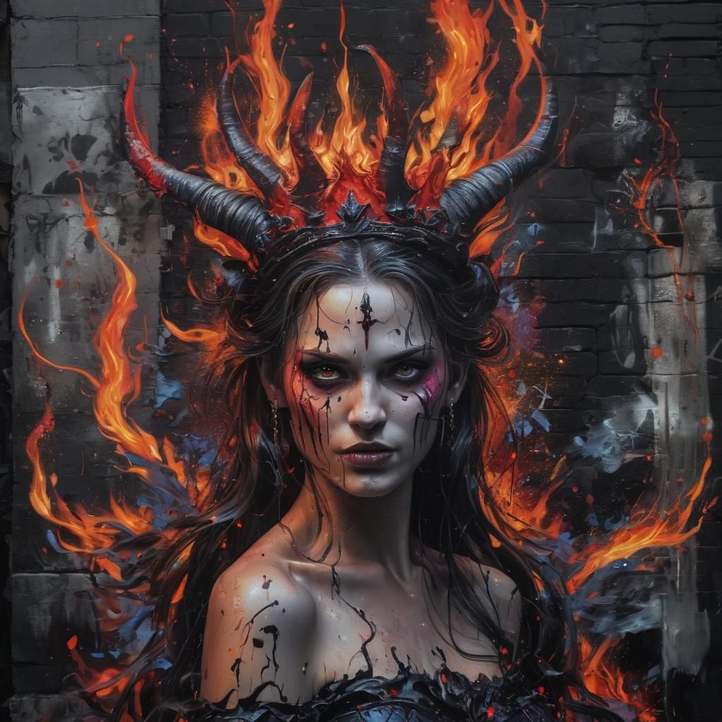 Hell Princess Graffiti Art in Fauvist Style